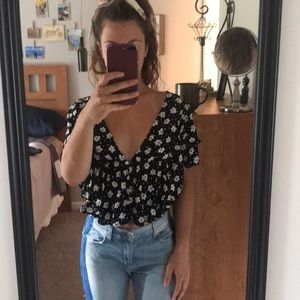 Flowy Black Floral Forever 21 Blouse